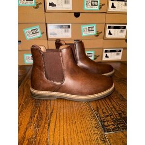Kids Brown Faux Leather Chelsea Boots Pull On Ankle Boots Size 3